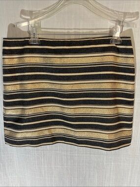 BOGO! Metallic Gold and Dark Denim Striped Mini Skirt